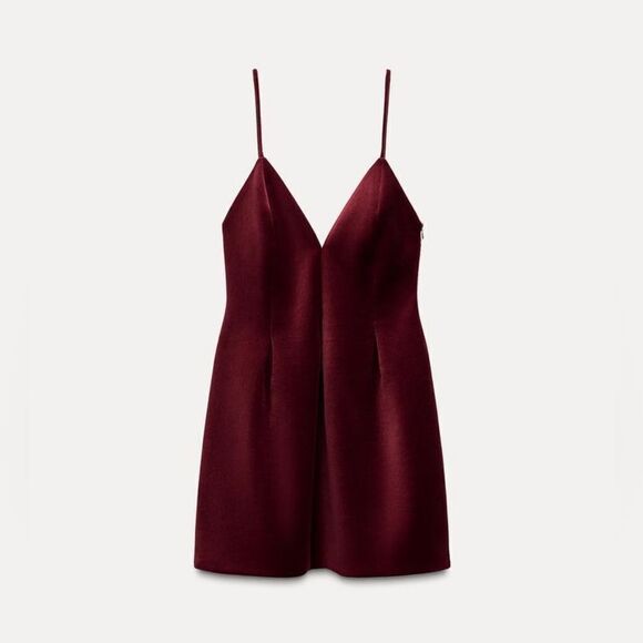NWT ZARA SHORT VELVET DRESS VOLUMINOUS - Picture 9 of 17
